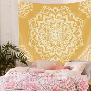 Yellow Boho Mandala Tapestry